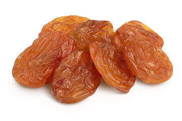 brown raisin isolated on white background with clipping path and full depth of field