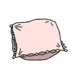 Plump pillow hand-drawn vector sketch illustration. Home design interior clip art