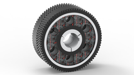 3D rendering - black cog wheel