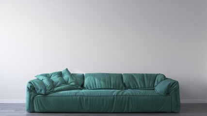 Modern sofa in the living room. 3D-render.