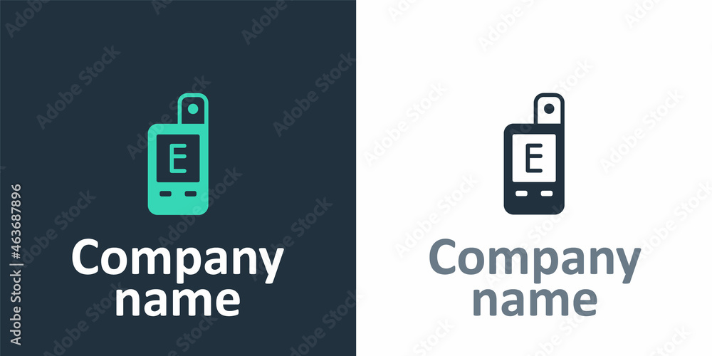 Poster logotype light meter icon isolated on white background. hand luxmeter. exposure meter - a device for