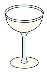 White Lady classic official cocktail in a cope glass, The Unforgettables category. Gin based alcohol drink. Stylish doodle cartoon vector illustration. Good for cards, posters, menu decoration