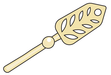 Classic vintage absinthe bar spoon. Doodle cartoon style vector image. For restaurant menu, bartender website design, cocktail making process illustration, alcohol cookbook decoration etc