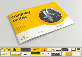 Company Profile Landscape Layout with Yellow Accents