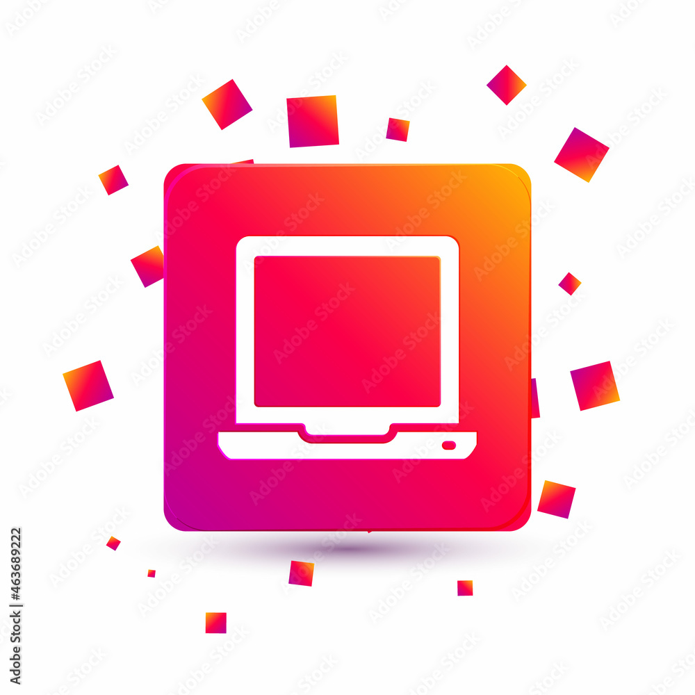 Poster white laptop icon isolated on white background. computer notebook with empty screen sign. square col