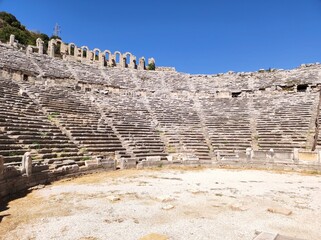 Ancient theater of Perga. Amphitheater. Ancient city. Turkey. Manavgat. Antalya. Landmarks of Turkey