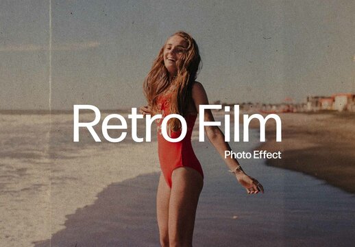 Retro Film Photo Effect Mockup