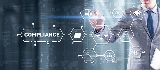 Compliance Regulation Business Technology Concept. Risk control and management system