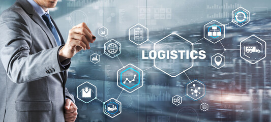 Logistic network distribution and transport concept. Goods delivery