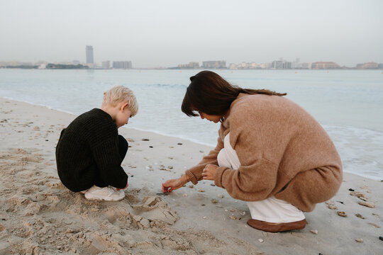 Looking for seashells on the beach
