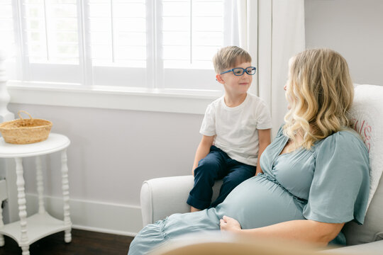 Mother smiles at son