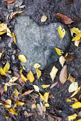 Heart-shaped rock and copy space.