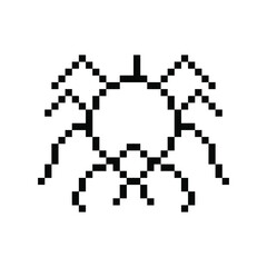 Spider icon pixel art. Draw a picture on a white background. Vector illustration. Happy Halloween.