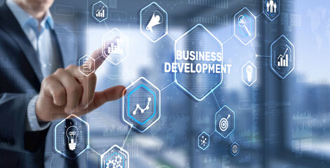 Business Development. Financial Plan Strategy Development Process Graphic 3D Concept
