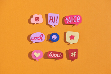 different words comments information shapes paper cut