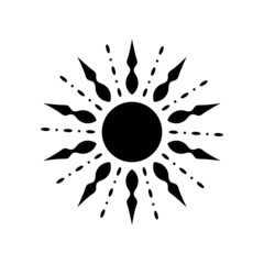 Boho style sun in black white. Trendy abstract minimalistic pattern