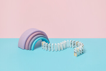 Question mark of dominoes and arches