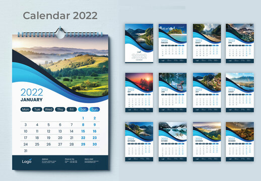 2022 Blue Wall Calendar Layout