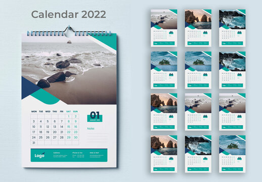 A3 2022 Wall Calendar with Creative Vector Accents