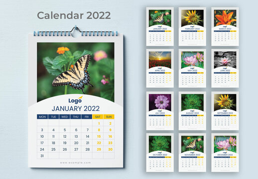 2022 Wall Calendar with Vector Accents