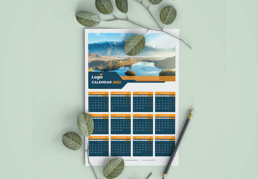 One Page 2022 Wall Calendar