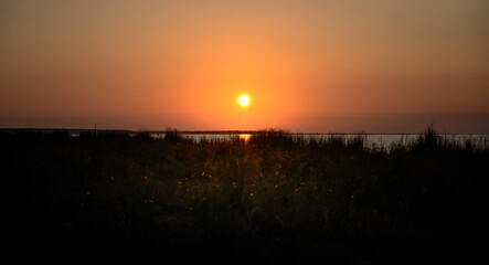 sunset over the river