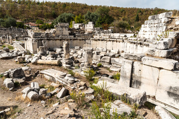 Ruins of the Gymnasium at Stratonikeia ancient site in Mugla, Turkey.