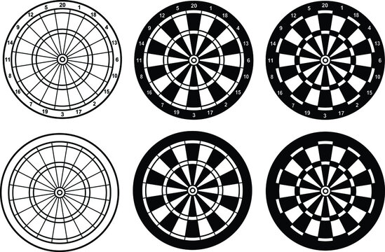 Dartboard Game Clipart Set - Blank and With Point Numbers
