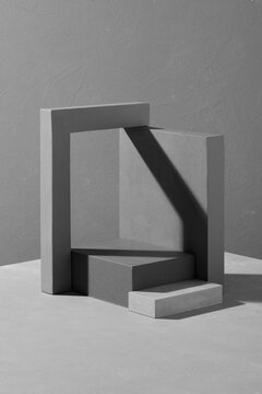 simple scene with steps, golden rectangular frame