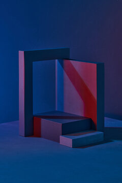 Modern mockup podium stage with frame depth of field abstract background