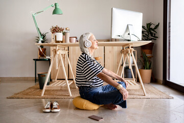 Business woman relaxing moment at home office