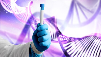 Genetic tests. Laboratory test tube the study of human genetic characteristics. Chromosomal...