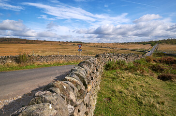 Derbyshire landscape with dry stone wall