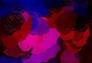 Dark Blue, Red vector natural backdrop with leaves.