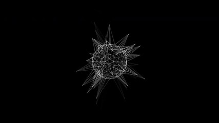 Rotating spiky sphere HUD element. Plexus style connecting lines and dots. loop
