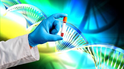 Genetic tests. Laboratory test tube the study of human genetic characteristics. Chromosomal...
