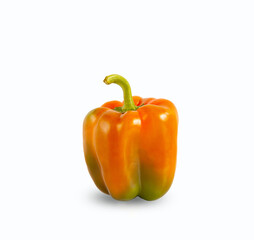 orange-green pepper on white background