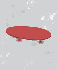 Skateboard cartoon isolated on gray background. Trendy skateboard for web site, label, poster, placard, print template and wallpaper. Creative art concept, vector illustration, eps 10