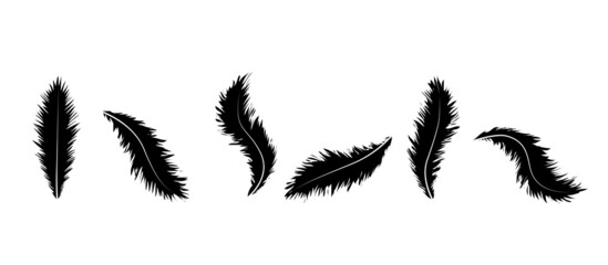 Naklejka premium Realistic feather isolated on white background. Realistic feather collection for web site, wallpaper, poster, placard, cover and print materials. Creative art concept, vector illustration