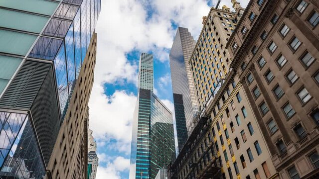 Looking up at New York City Skyline Timelapse, 432 Park Avenue 