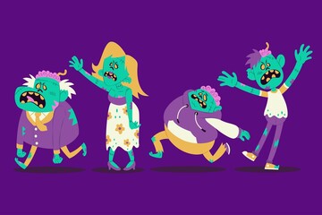 hand drawn halloween zombies collection vector design illustration