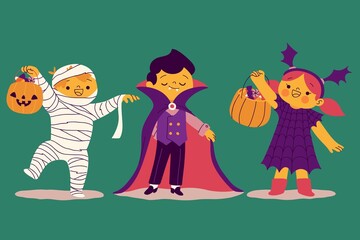 hand drawn halloween costumes collection vector design illustration