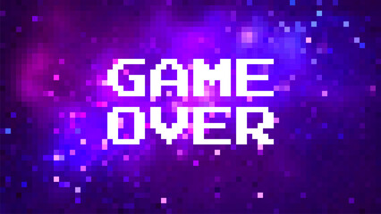 Vector pixel art 8-bit background with message Game Over