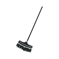 Broom Icon Silhouette Illustration. Chores Tools Vector Graphic Pictogram Symbol Clip Art. Doodle Sketch Black Sign.