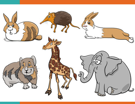 cartoon cute animals comic characters set
