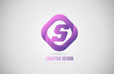 pink S alphabet letter logo. Creative design template for icon