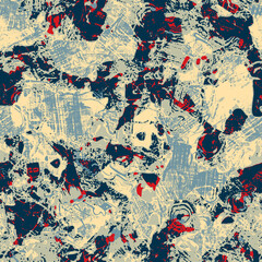 Classic marine blue red yellow seamless texture. Modern retro swim wear fashion allover print. Memphis style masculine grunge abstract background. High quality jpg swatch.