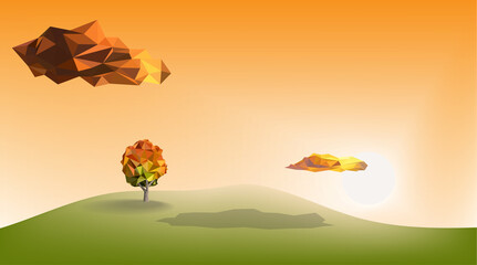 Fototapeta premium Spring summer background template, low poly and triangle shape, vector art and illustration.