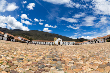 Church of Our Lady of the Rosary Church in the main plaza of Villa de Leyva, Colombia