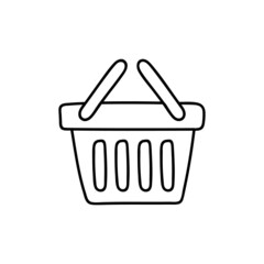 ecommerce Basket shopping icon in flat black line style, isolated on white background 